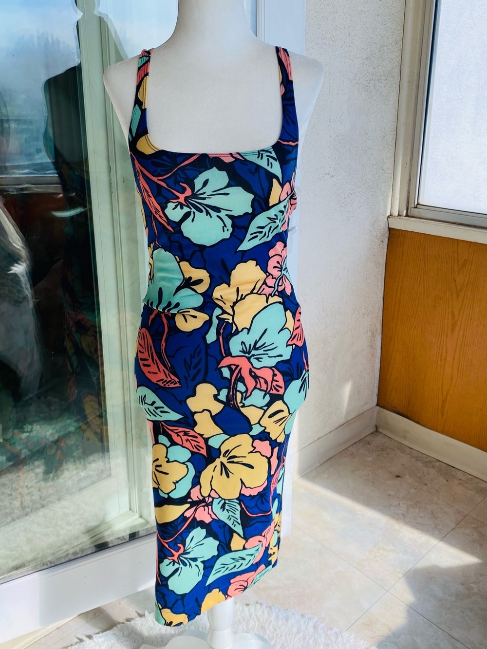 ZARA Trafaluc Floral Bodycon MIDI Dress 2017 Size  L